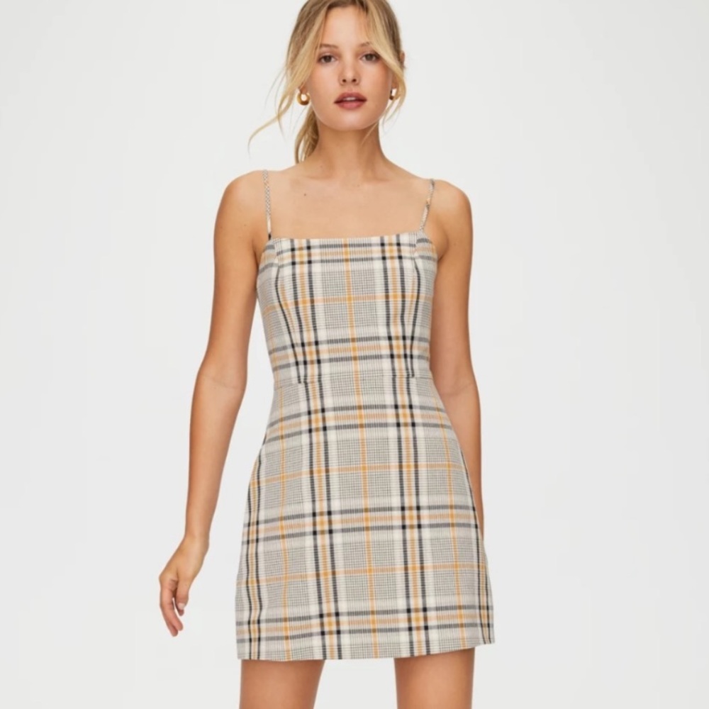 Wilfred Isabelle Plaid Mini Dress - Adjustable Straps and Pockets- Size 8